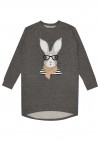 Sweaterdress dark gray with Easter bunny E21040L