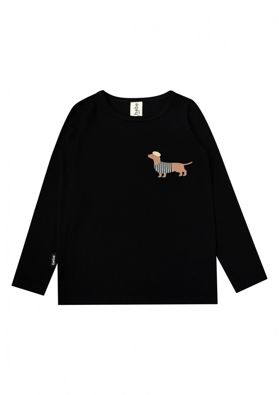 Top black with Parisian dog print for female FW21235
