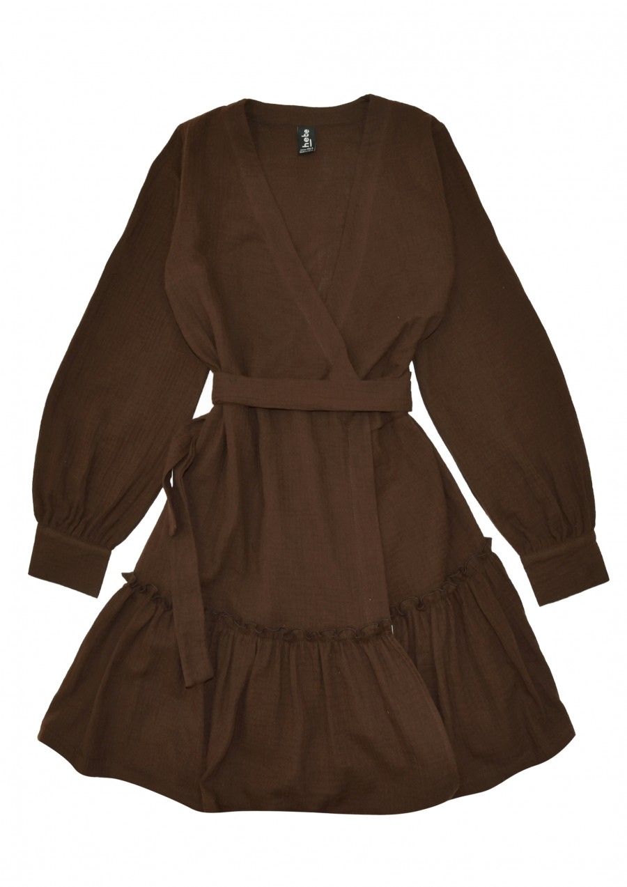 Dress brown muslin for female FW22491