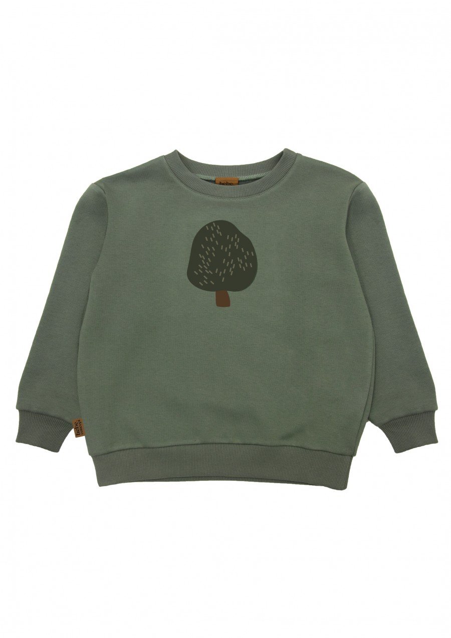 Kids sweater green with a tree print AY24121