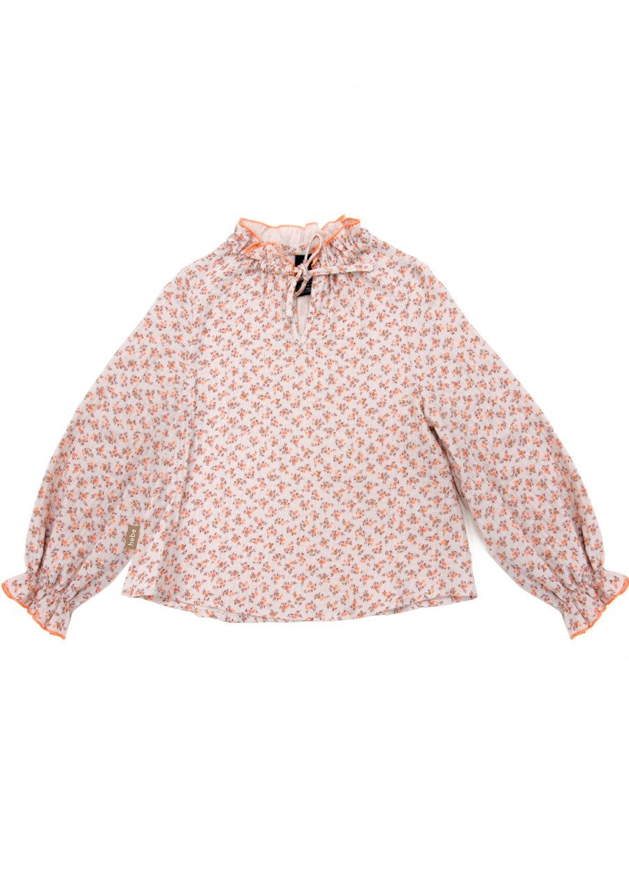 Blouse with orange small floral print SS23084L