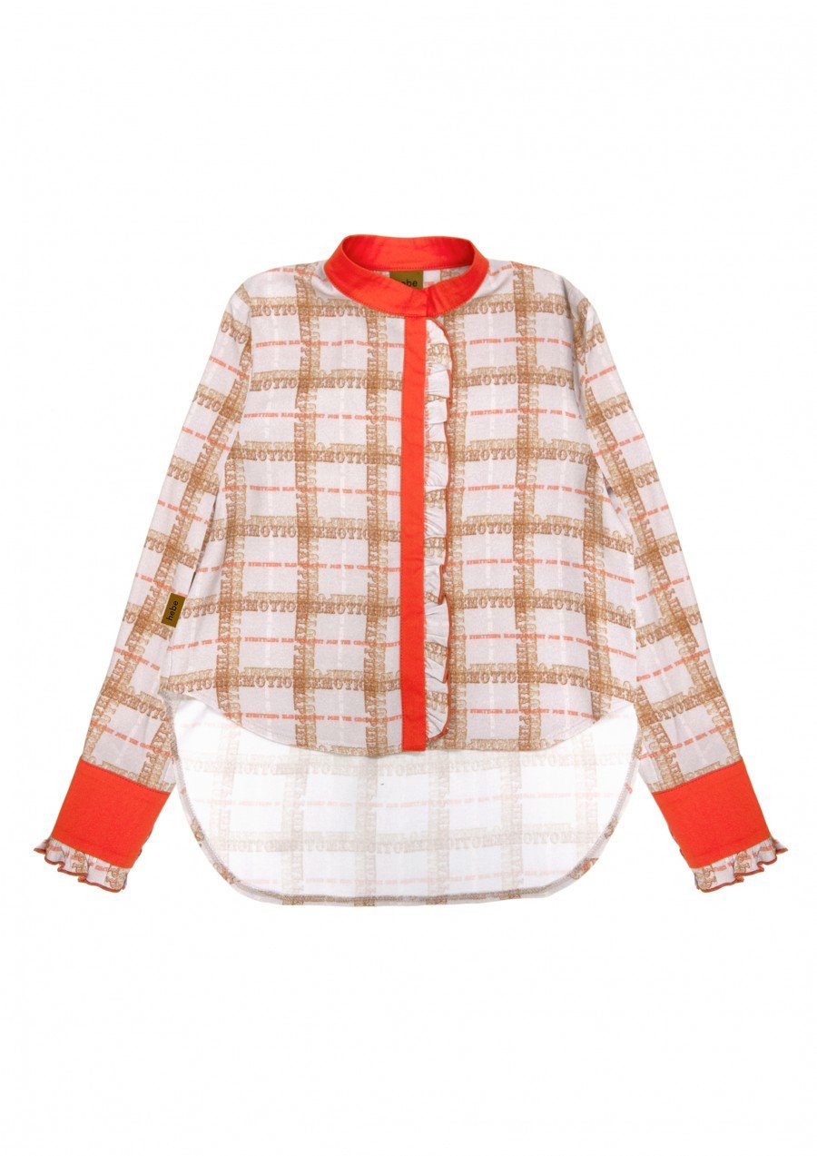 Blouse with checkered text print FW23265L