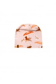 Hat pink with dog and umbrella print