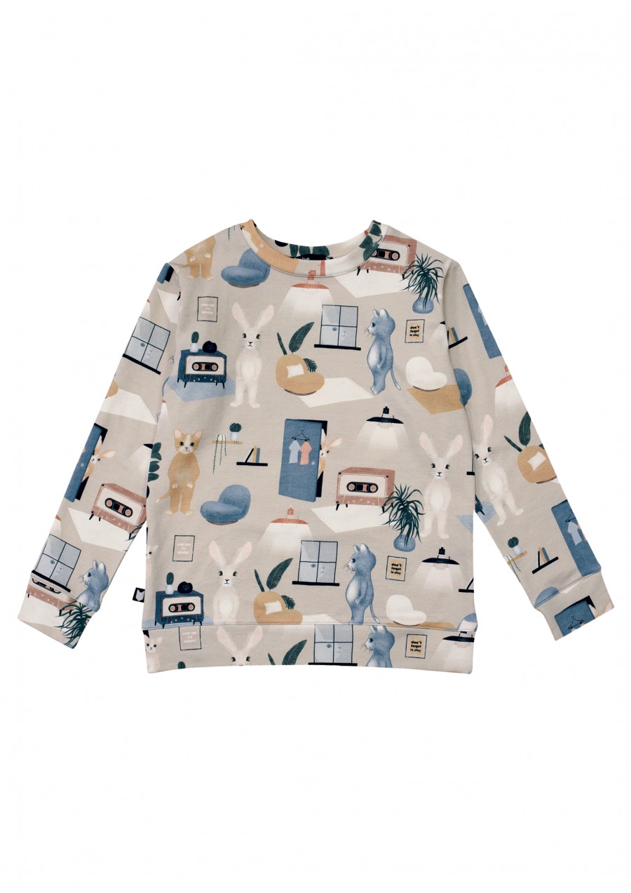 Sweater beige sweet home print for adults FW20147
