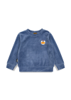 Blue velvet sweater with embroidered Tuta's fox 0390_TUT006
