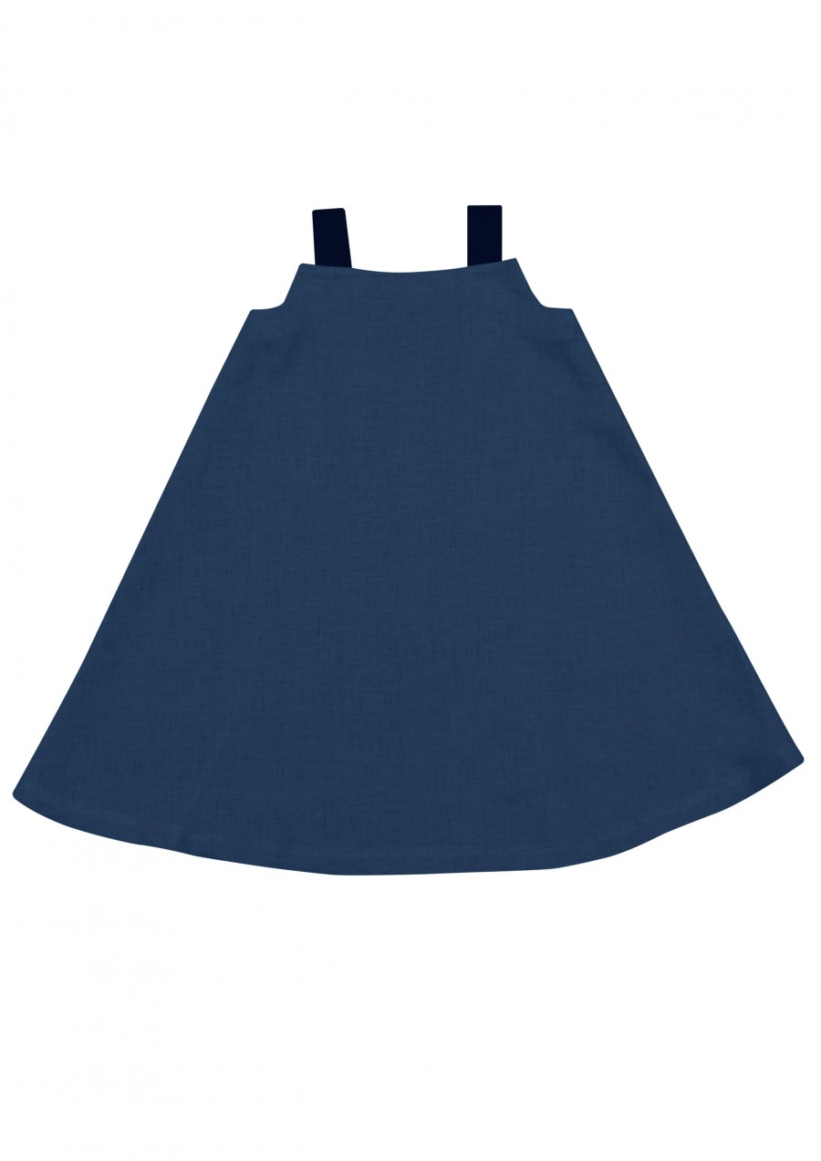 Dress sleevles navy blue linen SS19045L