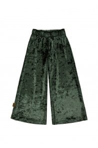 Pants wide festive green velvet