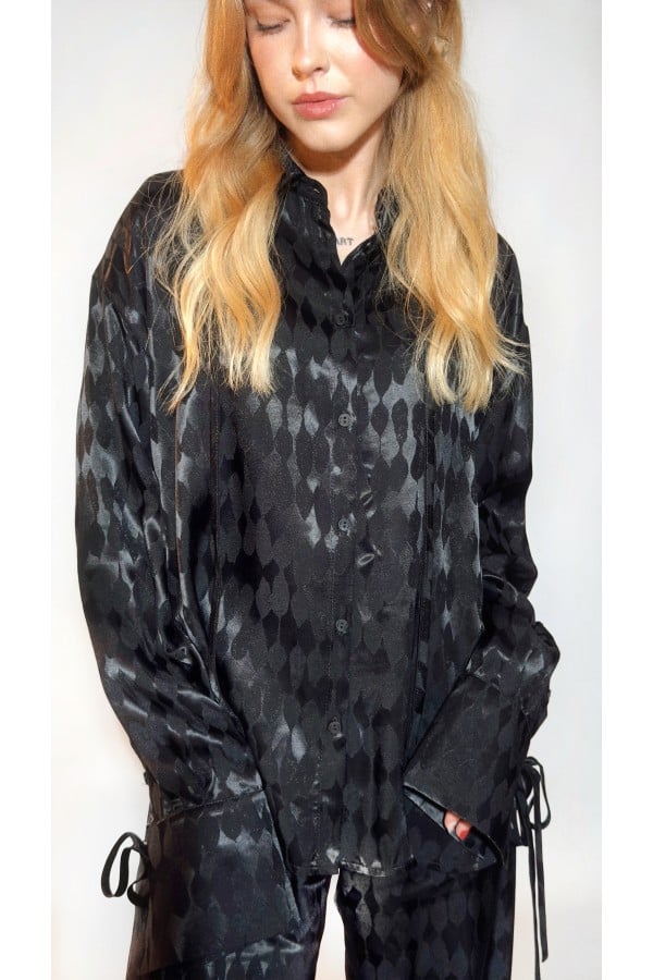 Black festive blouse 0365_LM056