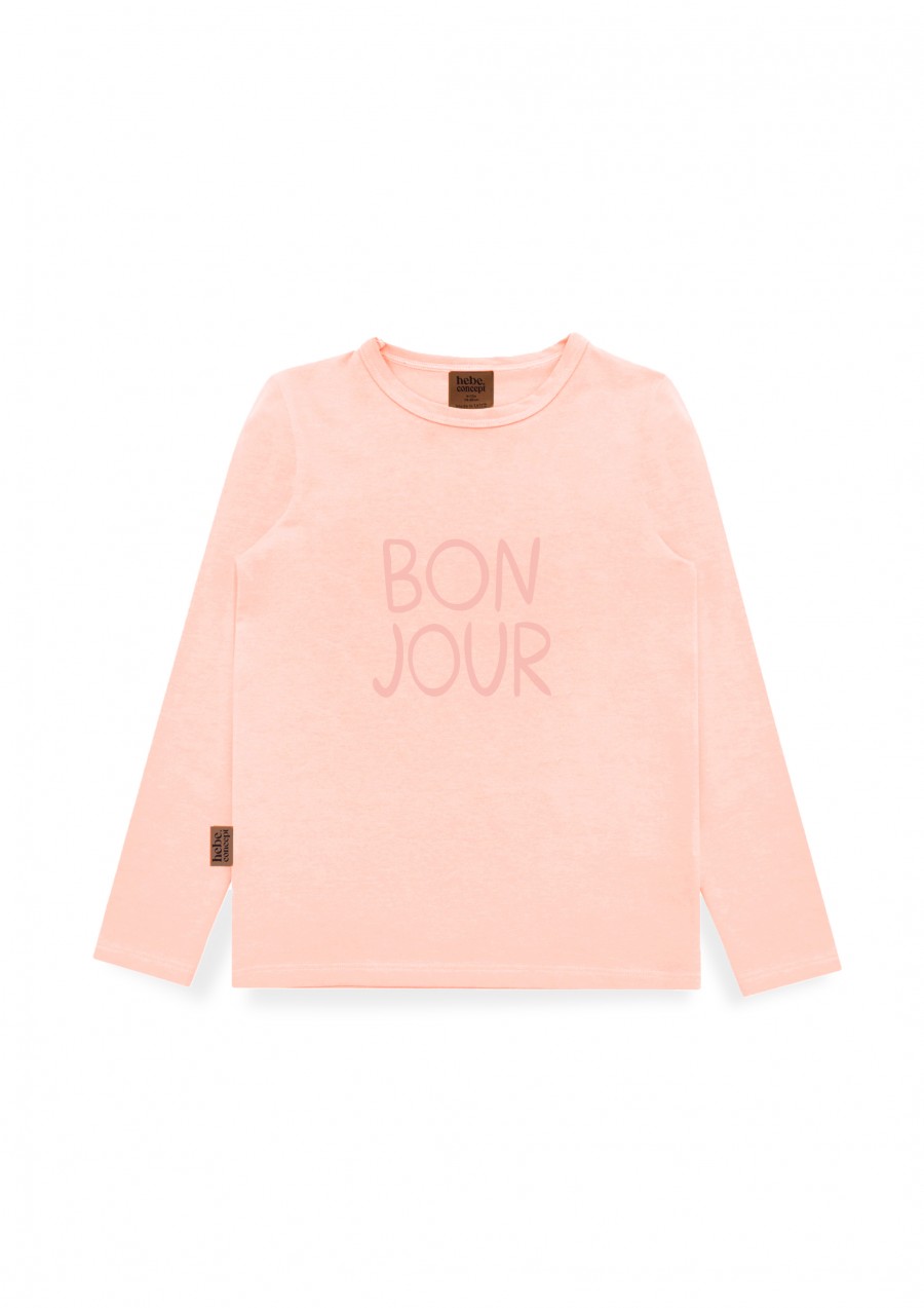 Top with BONJOUR  placment print pink 0108_F25068
