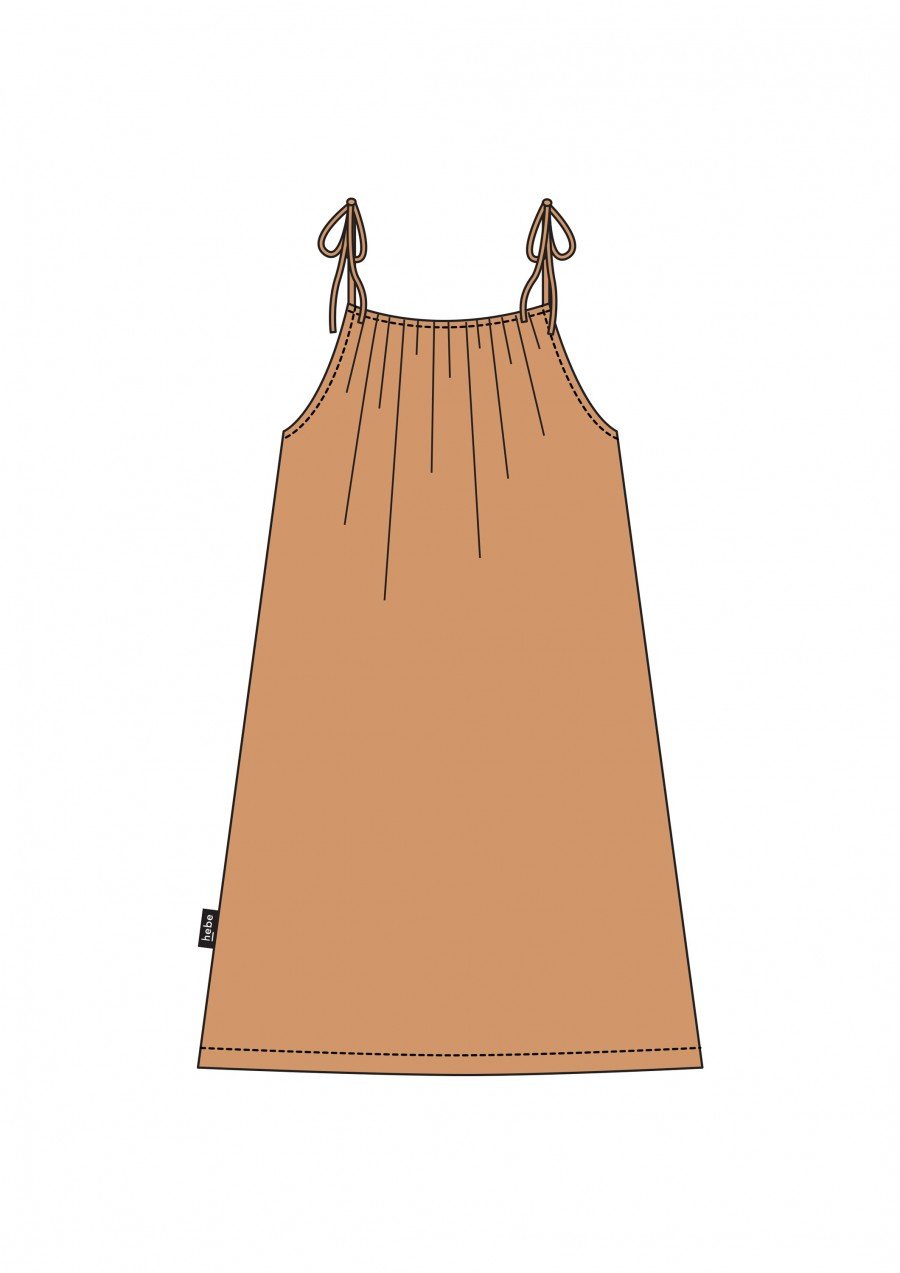 Dress light brown muslin with straps SS21173L