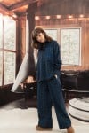 Pants cozy flanel dark blue chackered for adult WINTER2313