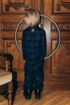 Jumpsuit with blue checks and embroidery FW23084L