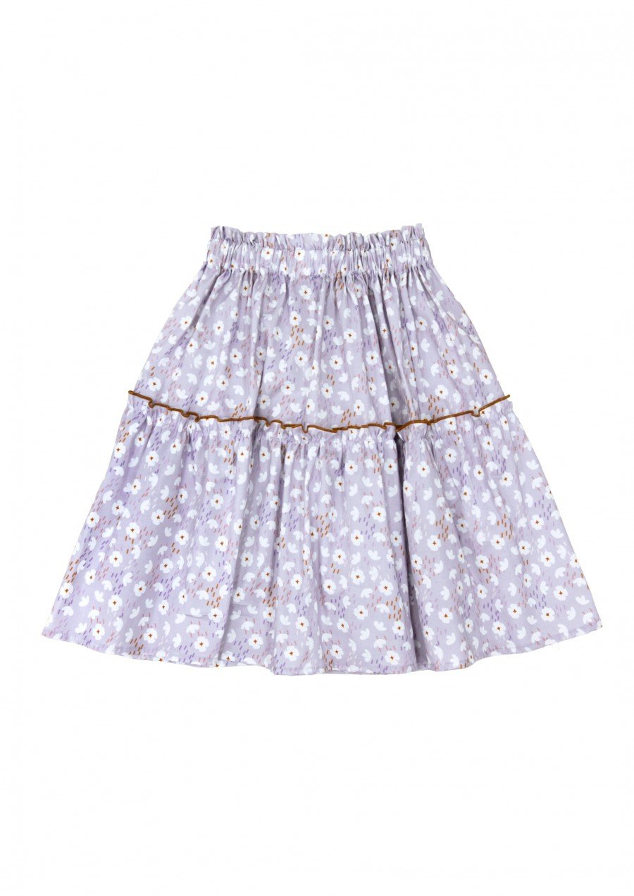 Skirt cotton violet with flowers print SS24200