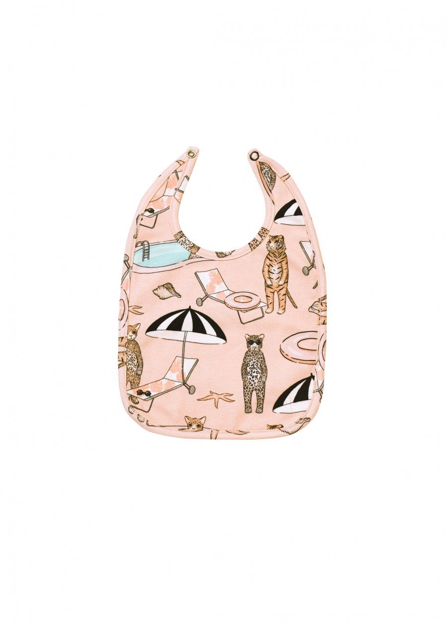 Baby bib with pink pool print SS24525