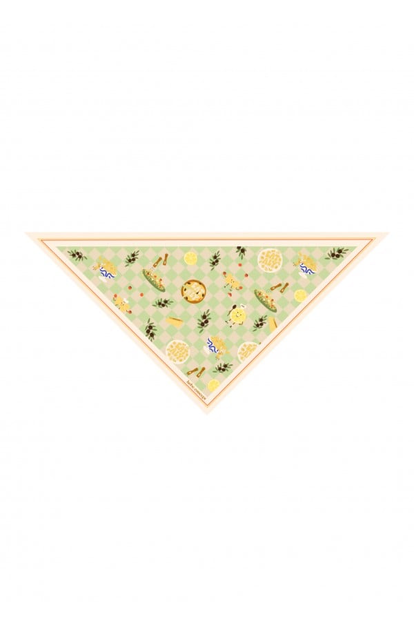 Scarf with green and yellow checkers allover print