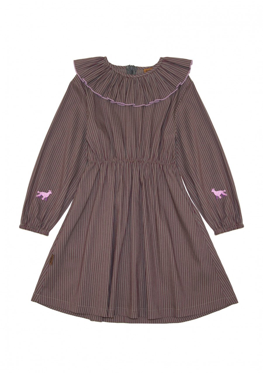 Dress violet with collar and embroidery FW23163