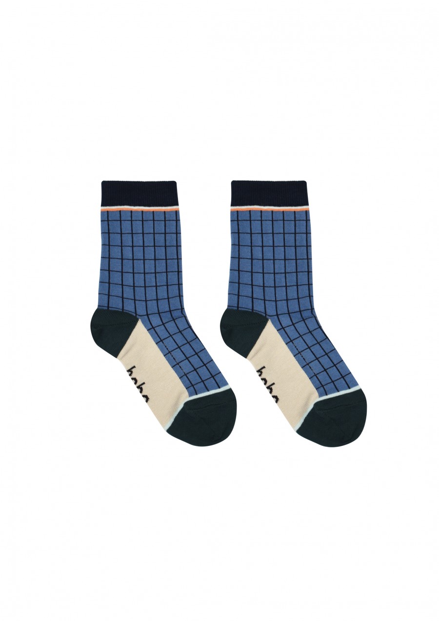 Socks blue grid FW19141