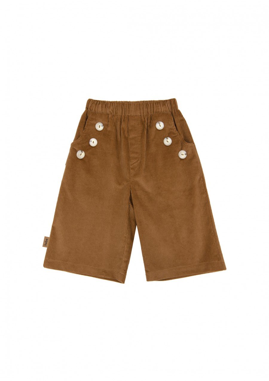 Shorts brown corduroy with buttons FW23235