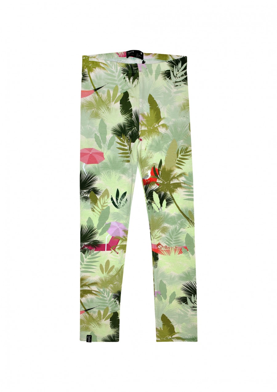 Leggings with green palm print SS21042