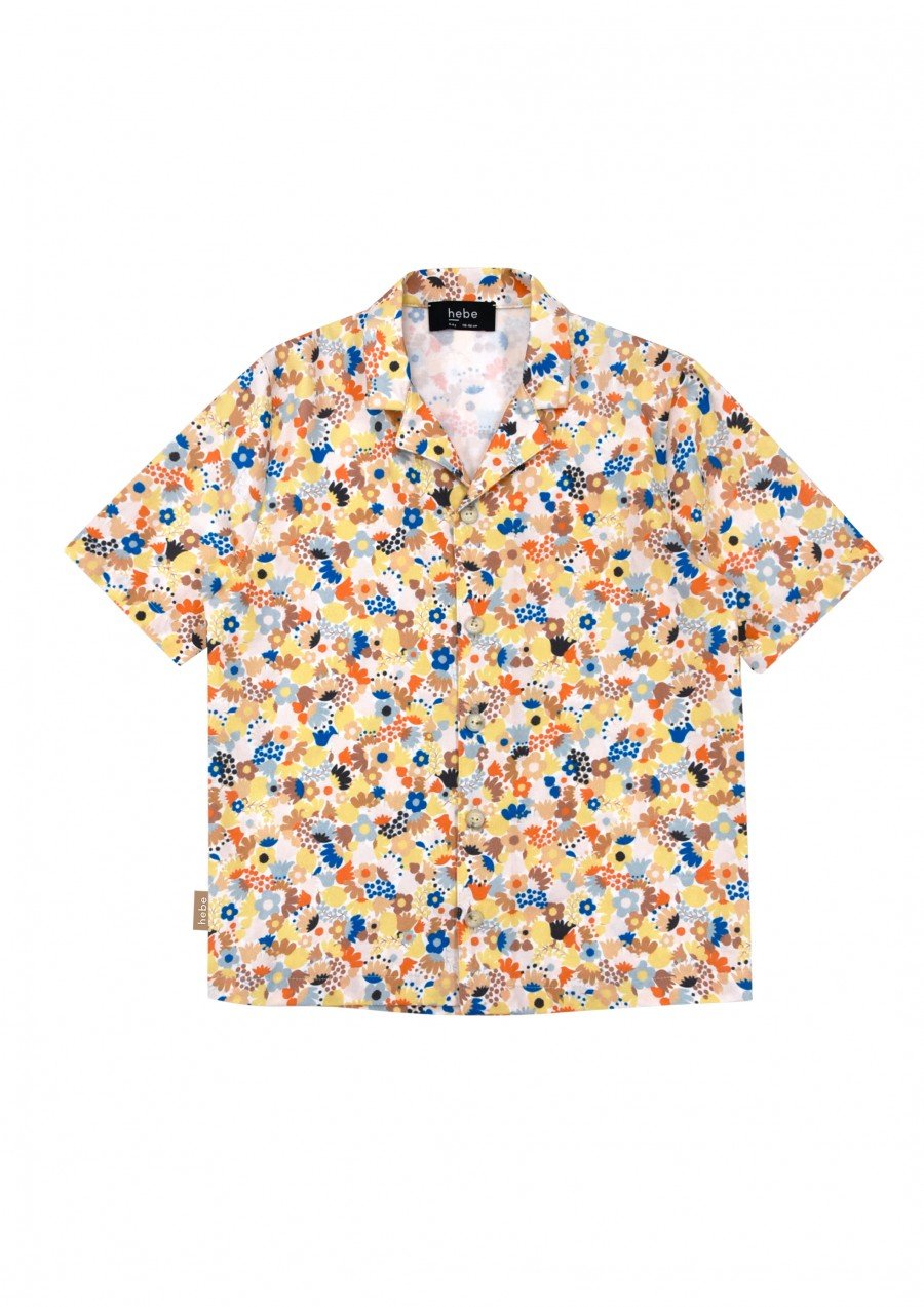 Shirt with yellow floral print SS23043