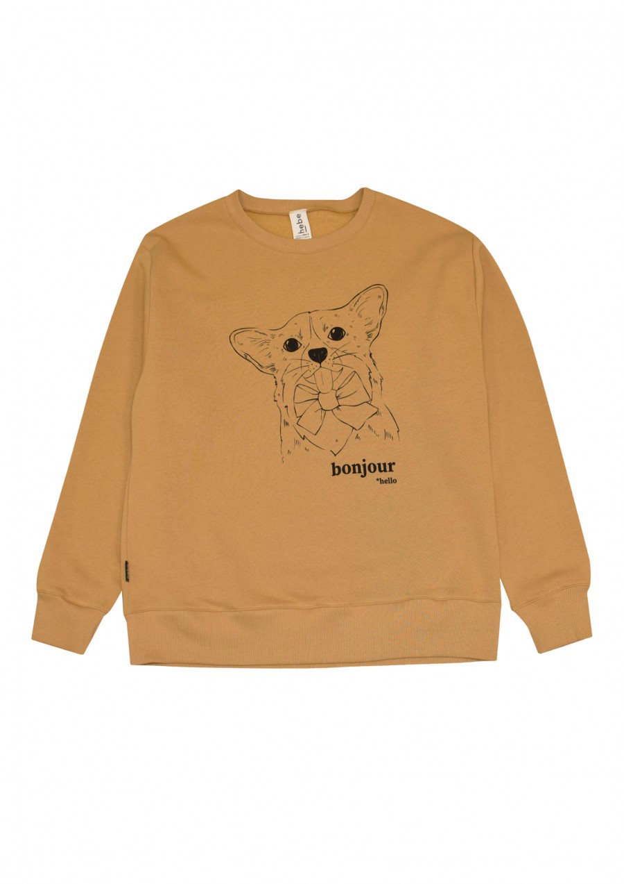 Warm sweater mustard with made with love print FW21245