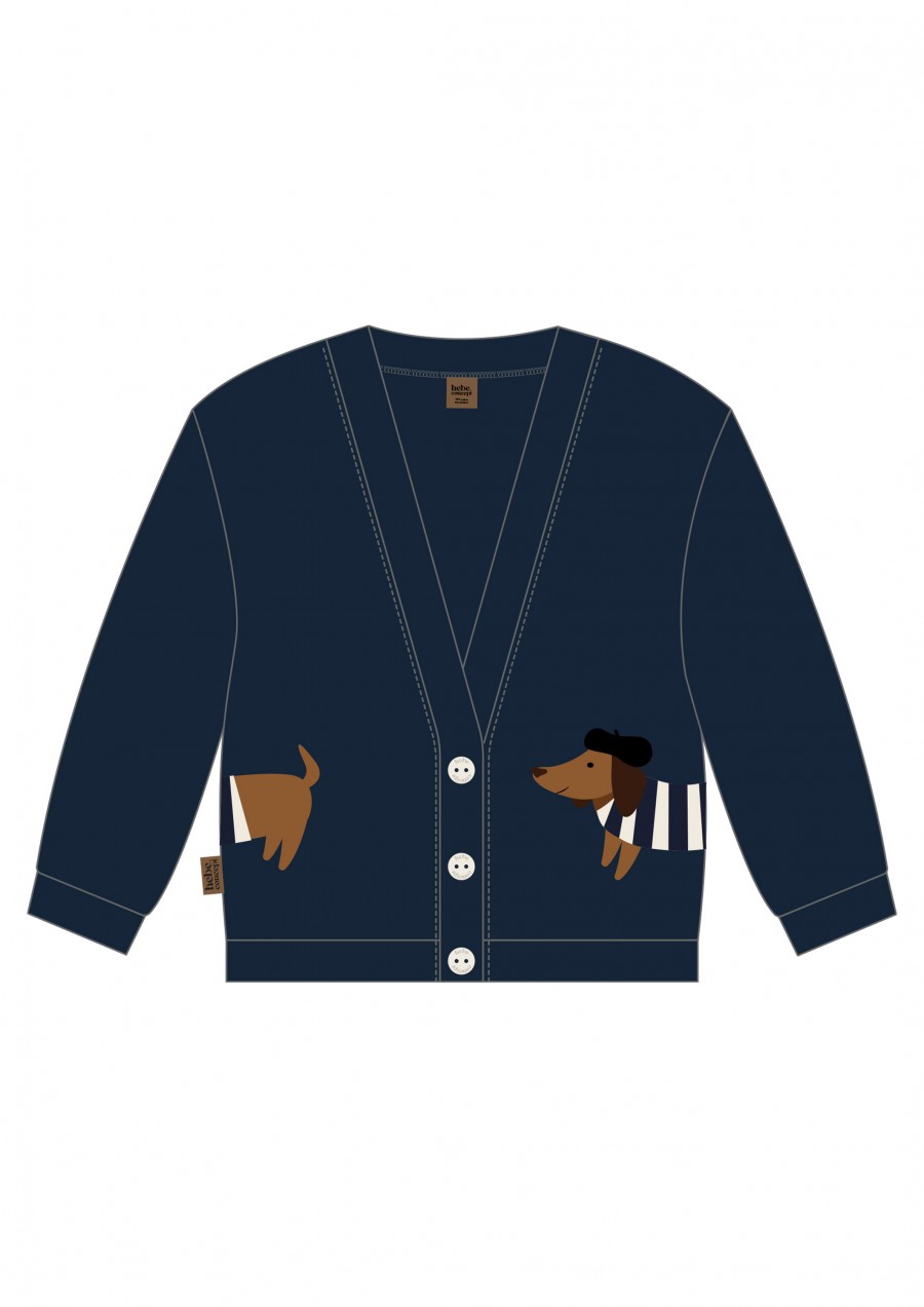 Jacket with dog placment print navy blue 0331_F25221