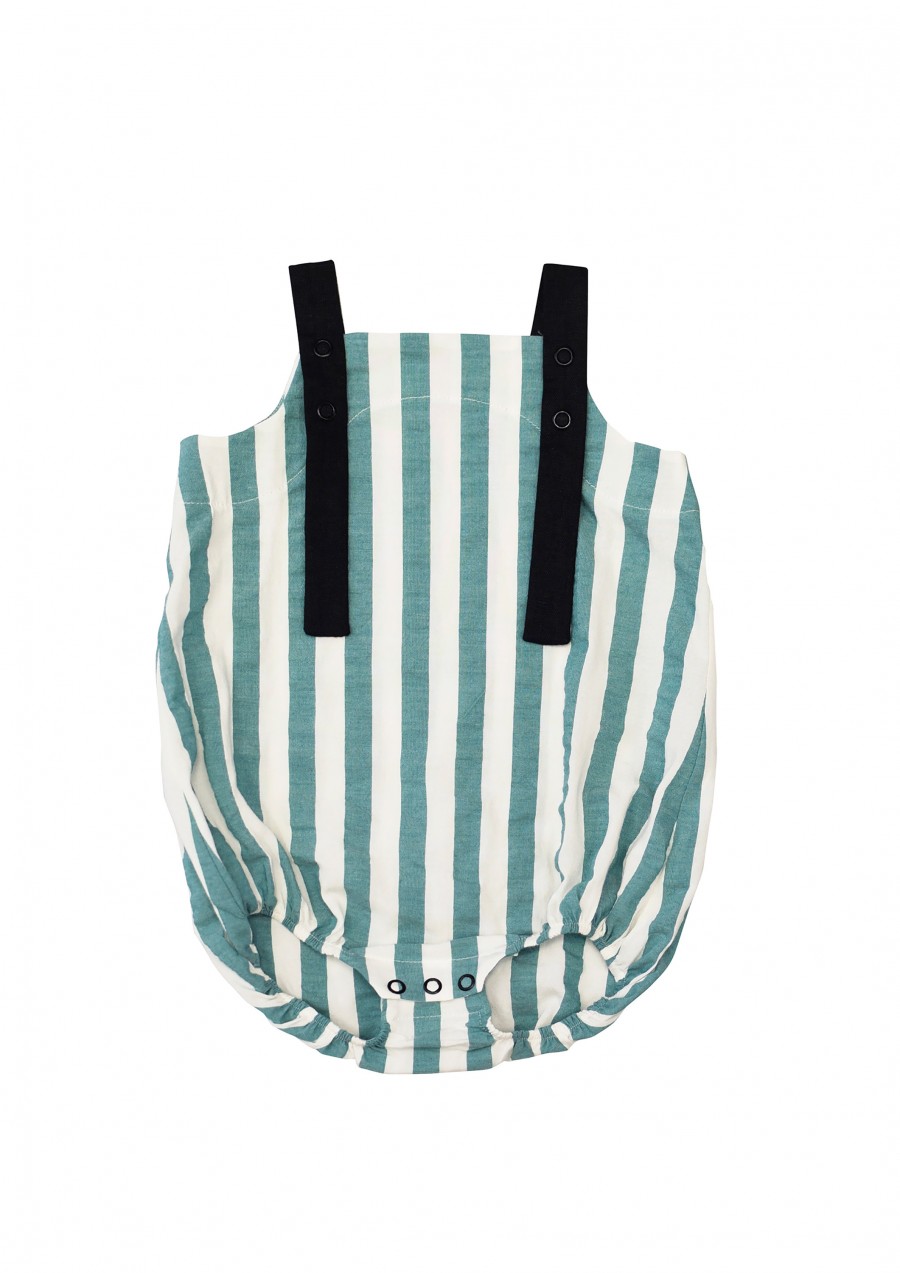 Romper with green stripes SS20003