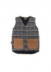 Vest quilted with grey checks and brown pockets FW23218L