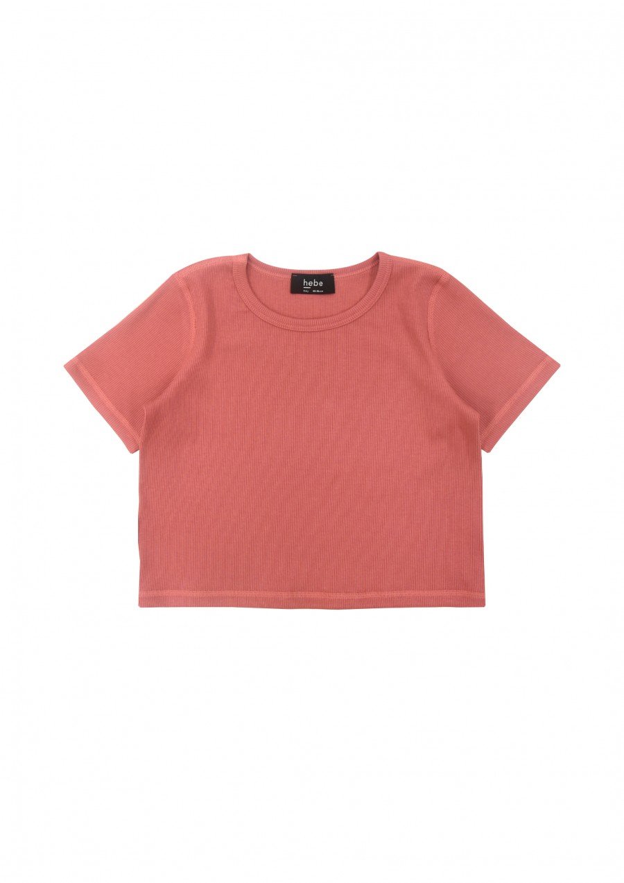 Crop top faded red ribbed SS23094