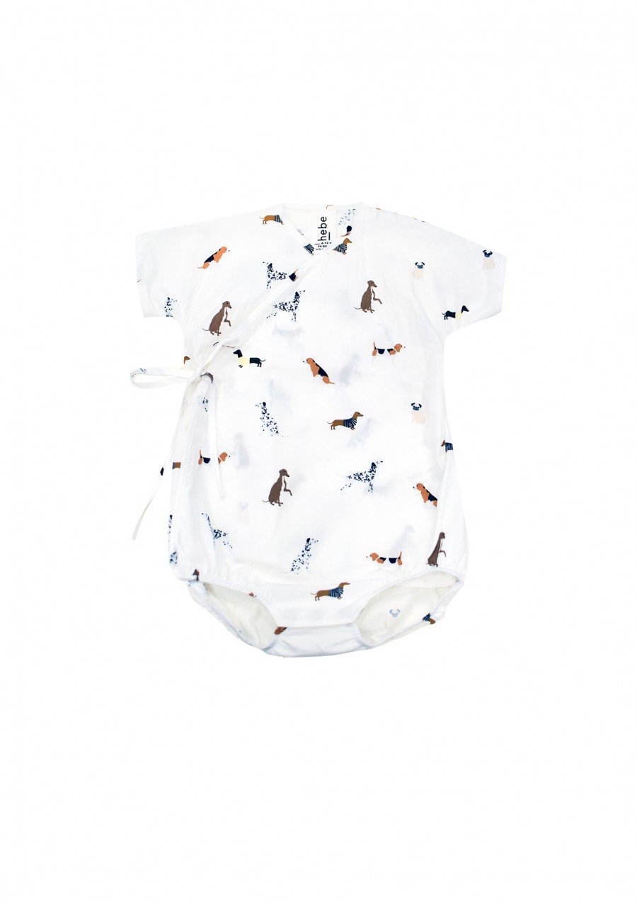 Body over wrap white with little dogs print SS22028