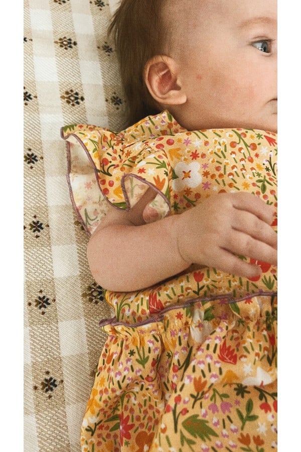 Body dress with yellow flowers allover print 0067_S25119