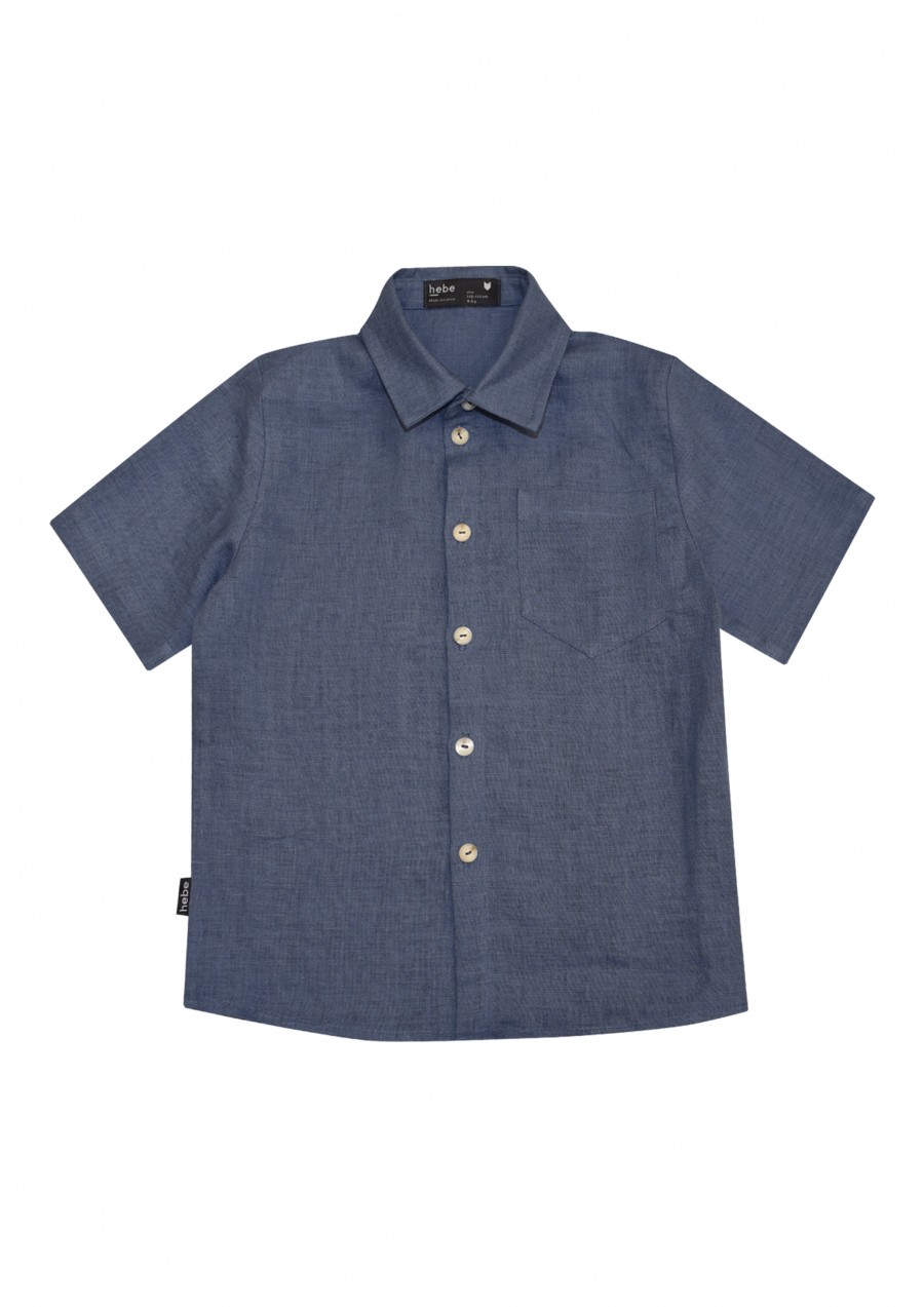 Shirt blue linen SS21351L