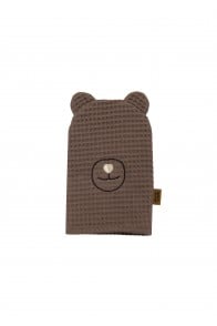 Shower gloves cotton waffle chocolate brown