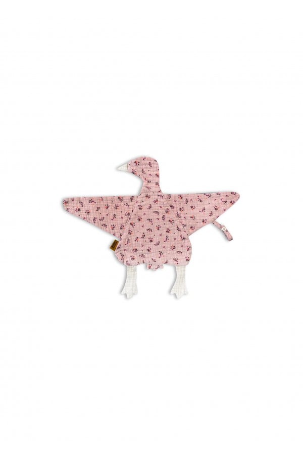 Small muslin cuddle cloth with a string for a pacifie pink floral print 0053_F25127