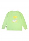 Warm sweater light green with a cat SS21062L