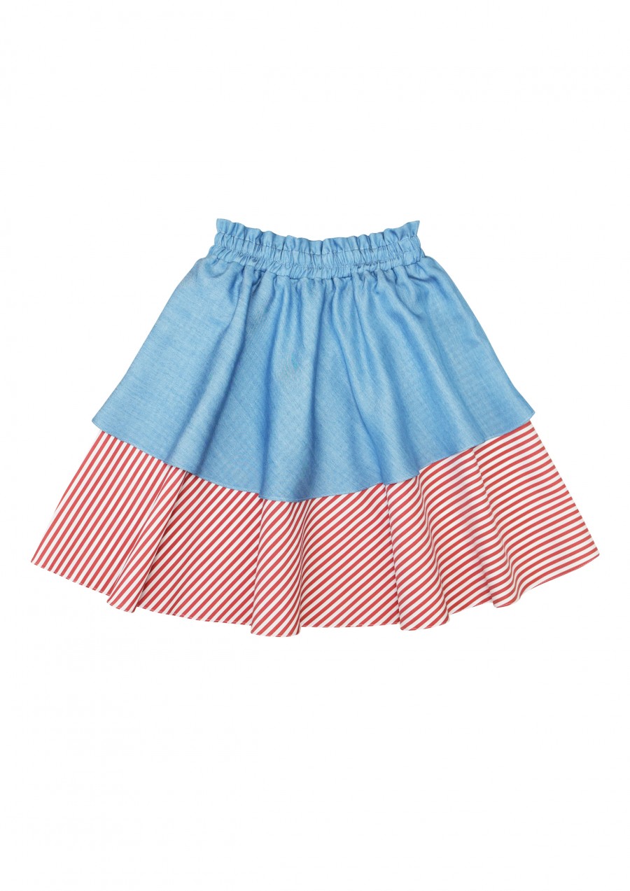 Skirt with denim ruffle SS19005