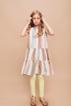 Dress with frill and pastel stripes SS20020L