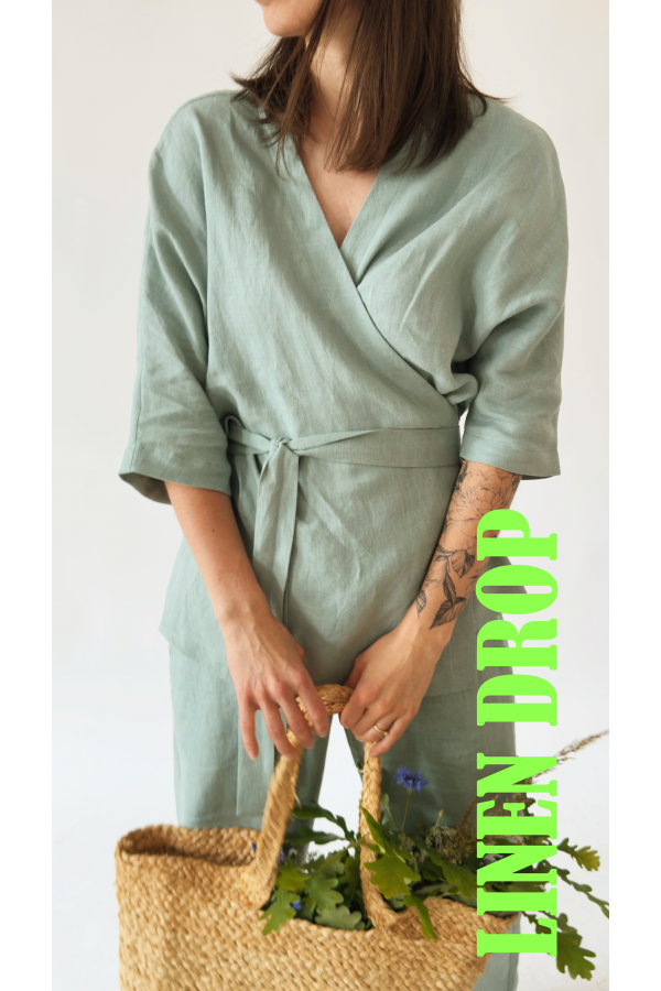 Blouse green linen 05001_S25418