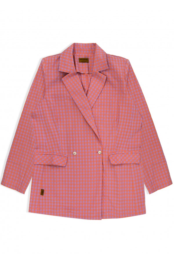 Jacket cotton with pink check print SS24399