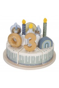 Wooden birthday cake blue