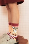 Socks with pink stripes and dog FW21467