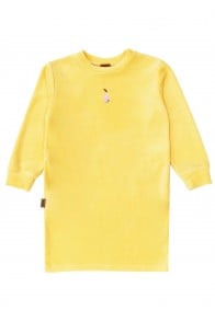 Sweater dress warm yellow with embroidery