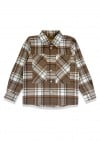 Shirt flanel with long sleeves, buttons and pockets brown/blue checkers 0301_F25097