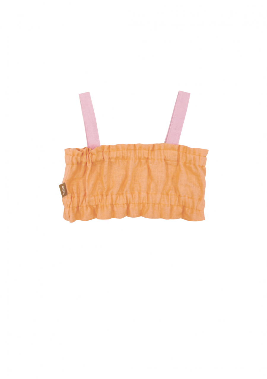 Top light orange linen with straps SS23192L