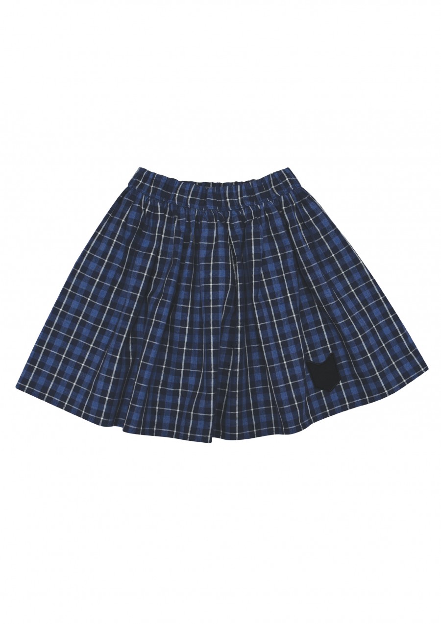 Blue checked skirt with ruffle and pockets FW18162