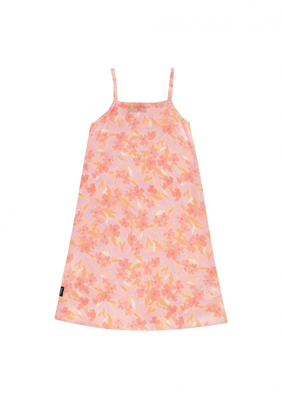 Dress pink flower print with straps SS21136L