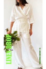 Pants white linen