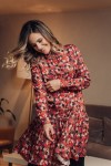 Dress floral red with frill for female FW20008