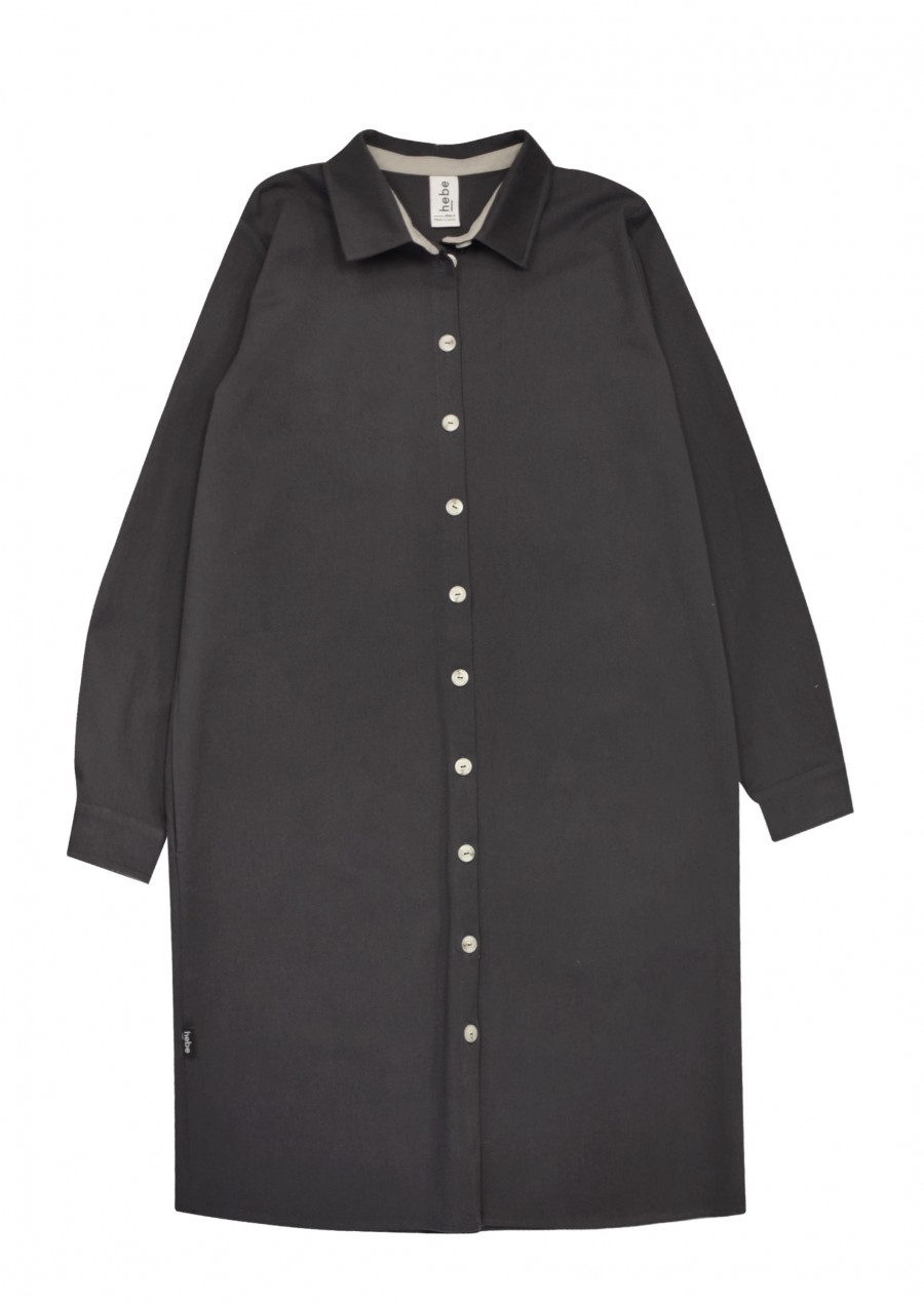 Shirt dress dark grey brushed cotton for female FW21015