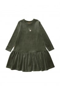 Dress green cotton velvet with Hot Cacao embroidery